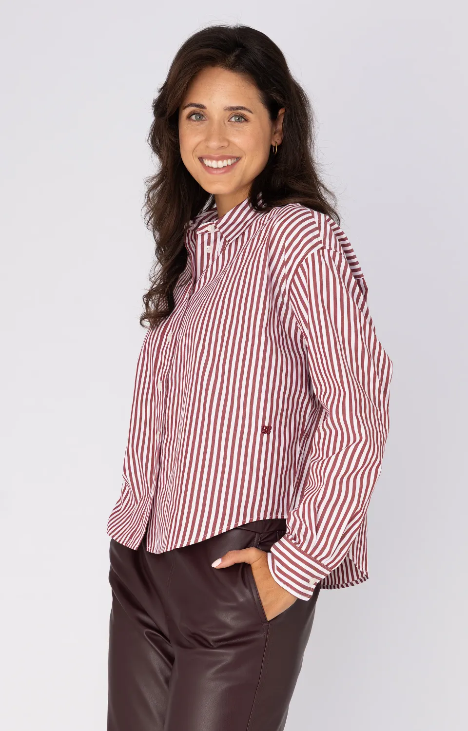 Anna Blue Blouse Sam stripe bordeaux
