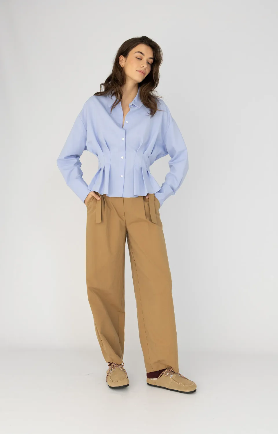 Anna Blue Blouse Sarah solid light blue