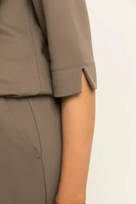 Expresso Top travel twill 3/4 mouw brown