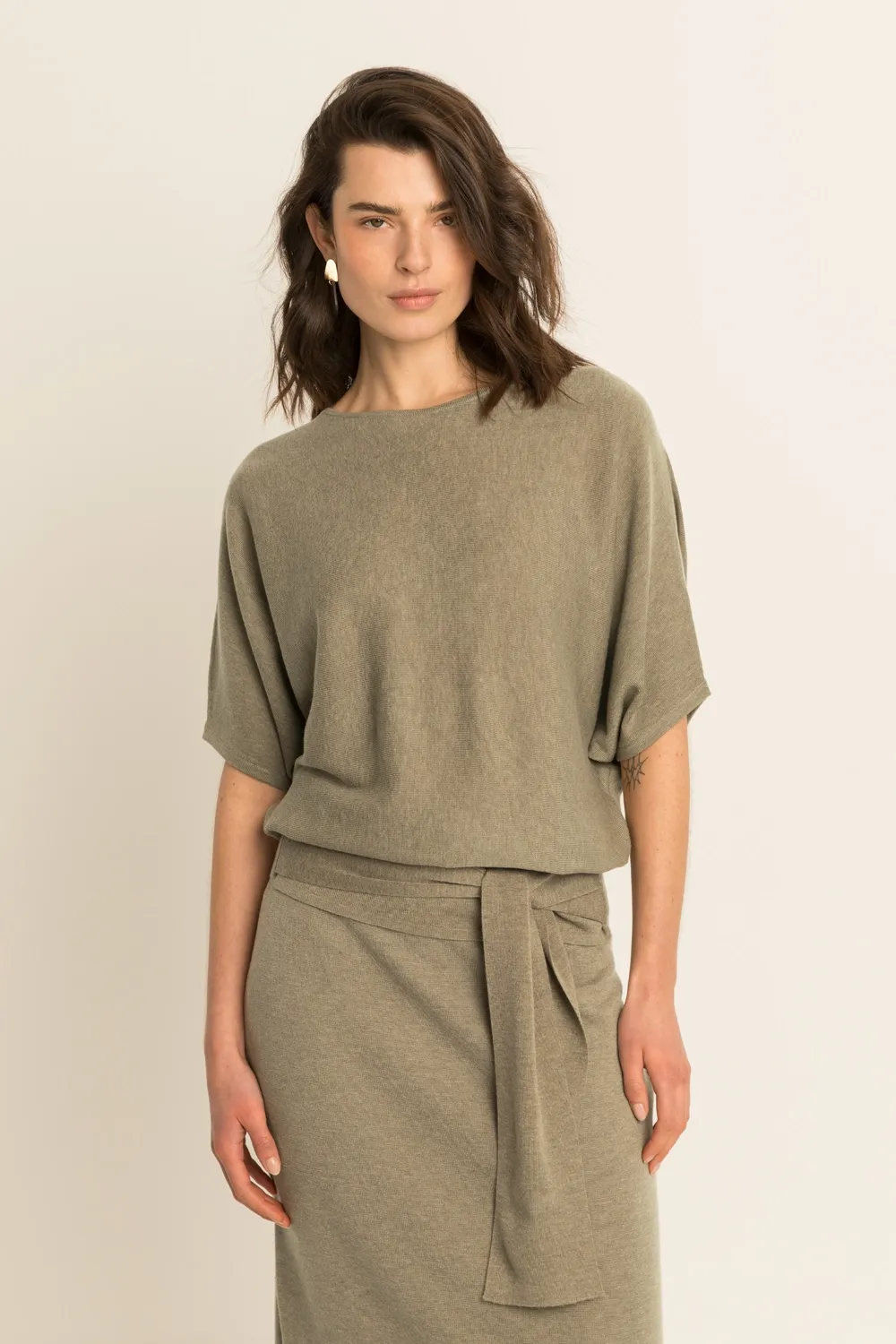 Expresso Trui vleermuismouw bruin/taupe