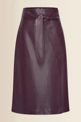 Expresso Leerlook rok met overslag bordeaux