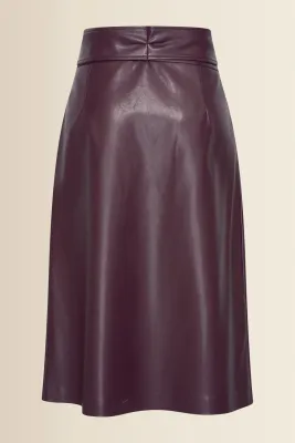 Expresso Leerlook rok met overslag bordeaux