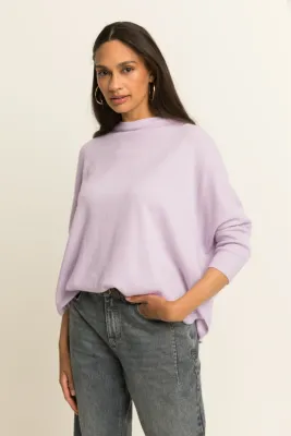 Expresso Ruimvallende trui met hoge hals lila