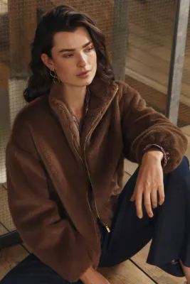 Expresso Kort faux fur jacket taupe bruin