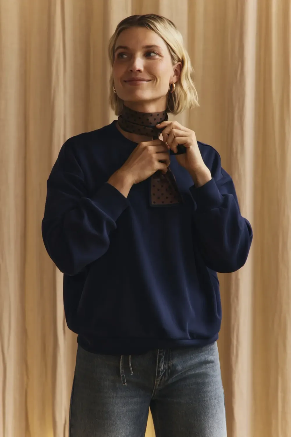 Expresso Sweater met ronde hals donker blauw