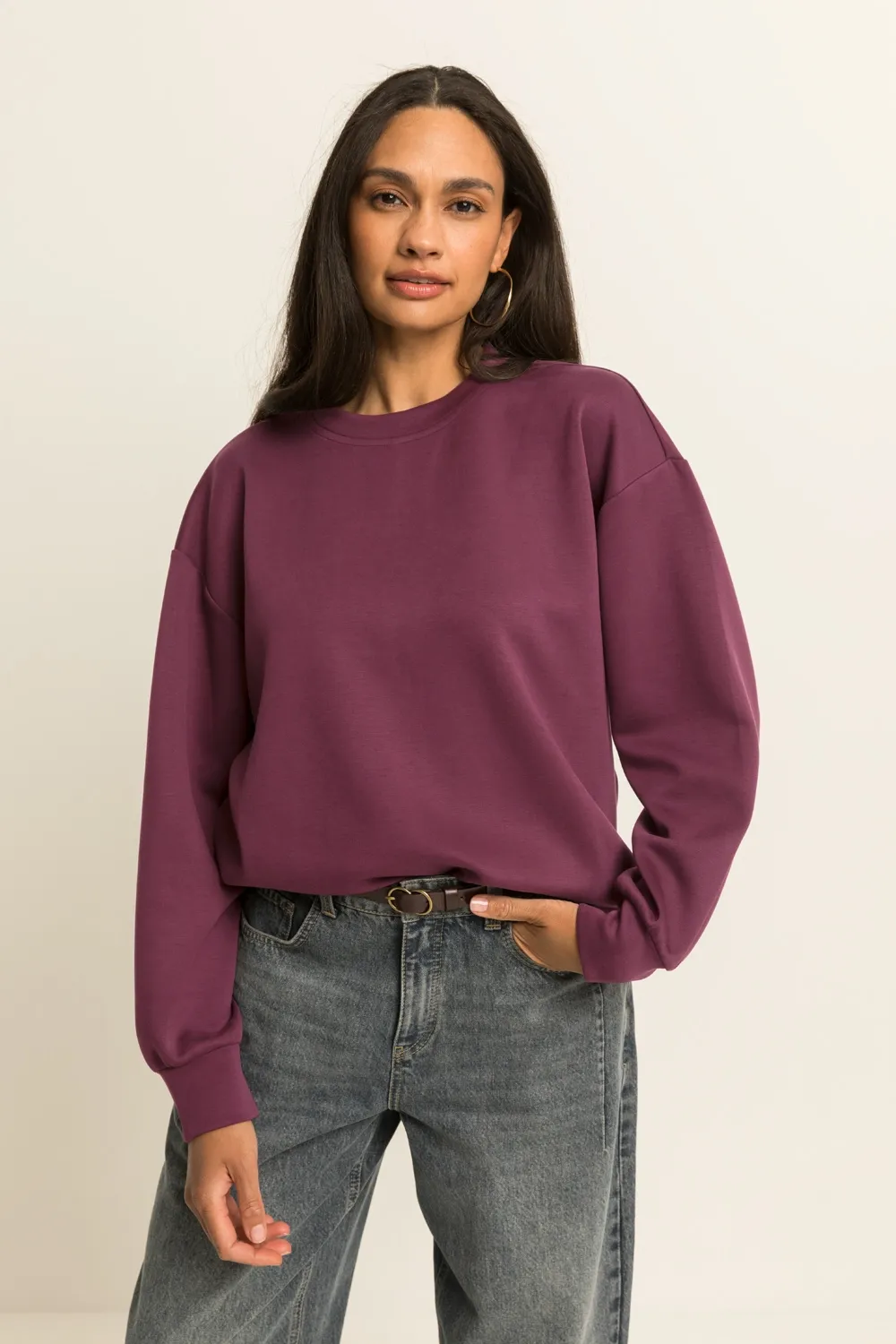 Expresso Sweater met ronde hals bordeaux