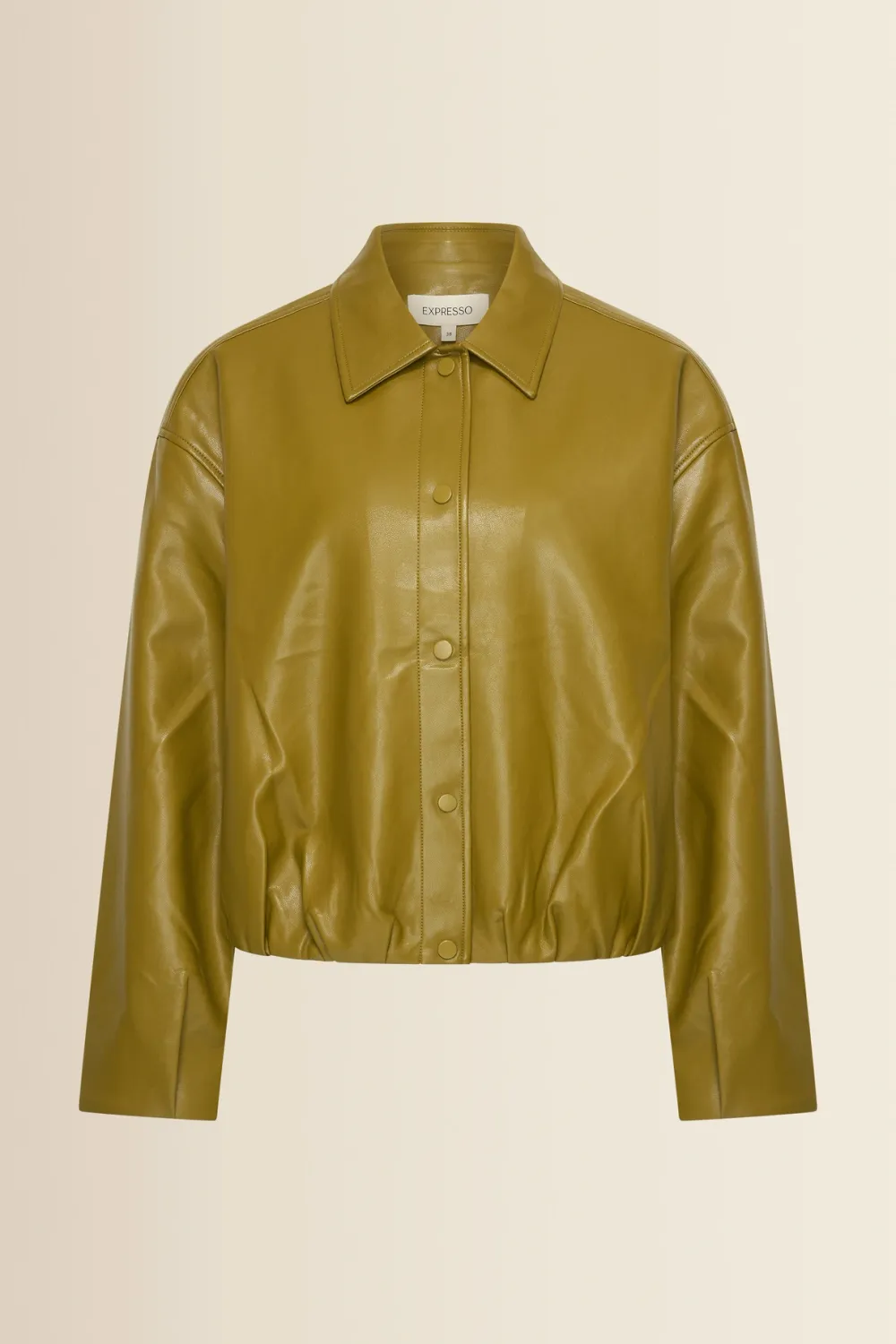 Expresso Leerlook jacket olijfgroen