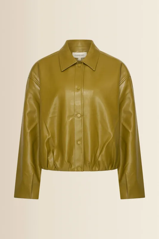 Expresso Leerlook jacket olijfgroen
