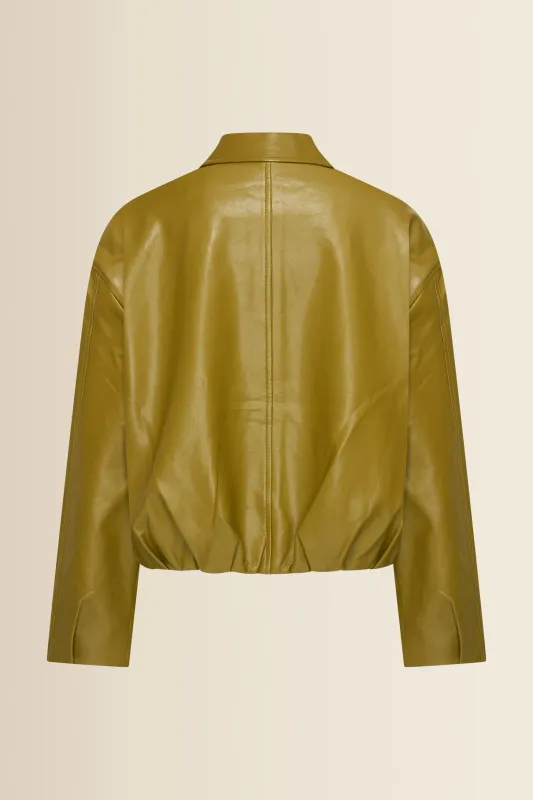 Expresso Leerlook jacket olijfgroen