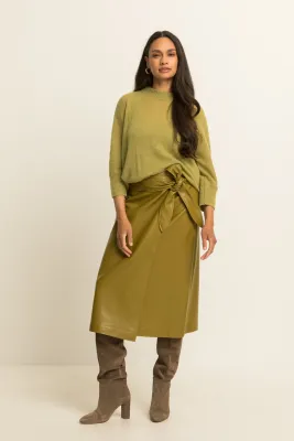 Expresso Leerlook rok met overslag olijfgroen
