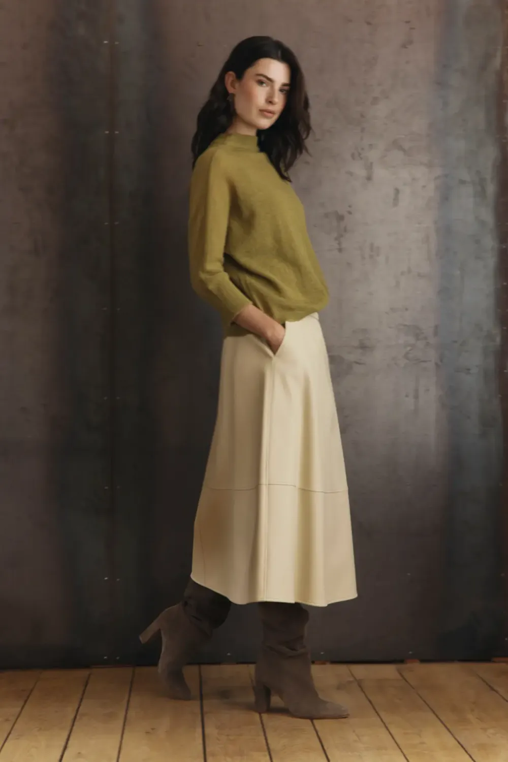 Expresso Leerlook uitlopende rok dove grey