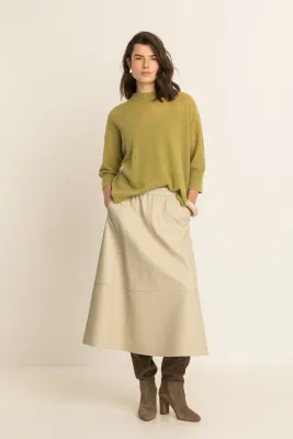 Expresso Leerlook uitlopende rok dove grey