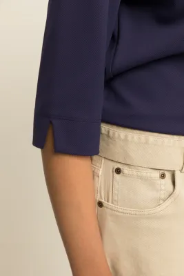 Expresso Top travel op met boothals blauw