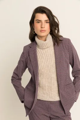 Expresso Geruite blazer travel met reverskraag