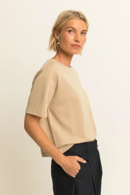 Expresso Top met lurex dove grey