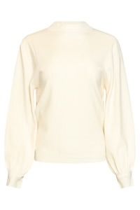 Smashed Lemon Fijngebreide trui met pofmouwen off white