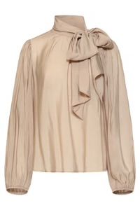 Smashed Lemon Blouse van soepelvallende stof met strikdetail stone