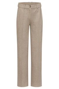 Smashed Lemon Wide Leg Broek van geweven stof met visgraatstructuur taupe
