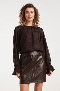 Smashed Lemon Top van kant met bloemenmotief brown