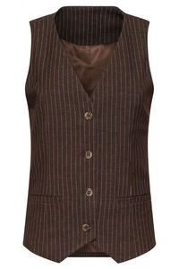 Smashed Lemon Donkerbruin krijtstreep gilet met getailleerde pasvorm dark brown