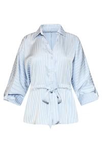 Smashed Lemon Blouse met structuurstreep en tailleceintuur light blue