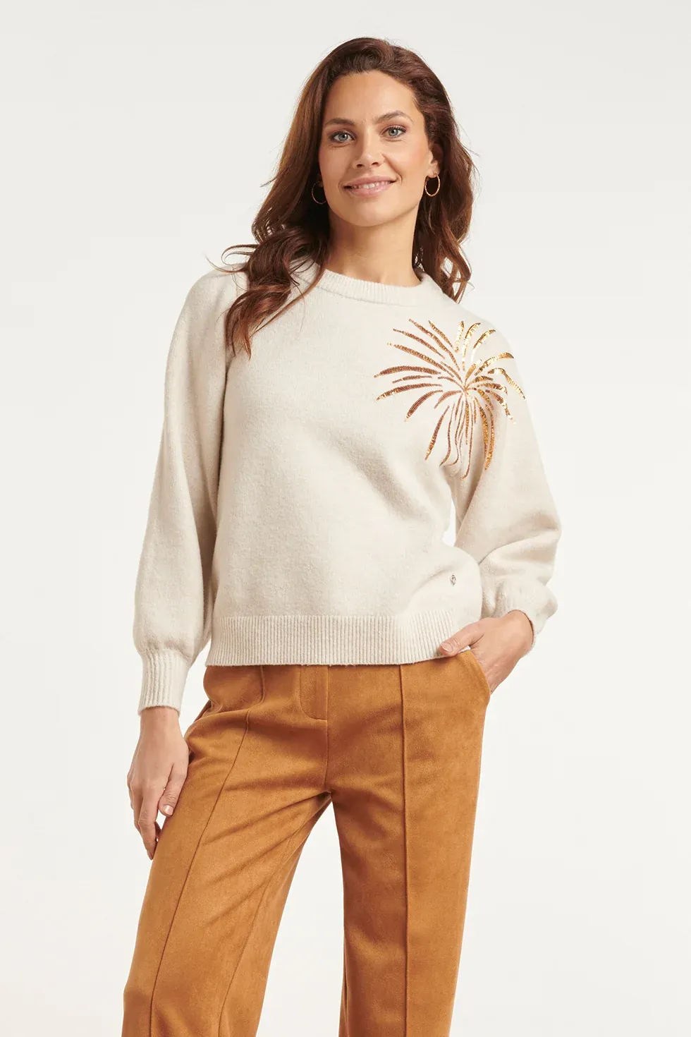 Smashed Lemon Trui met palm applicatie sand