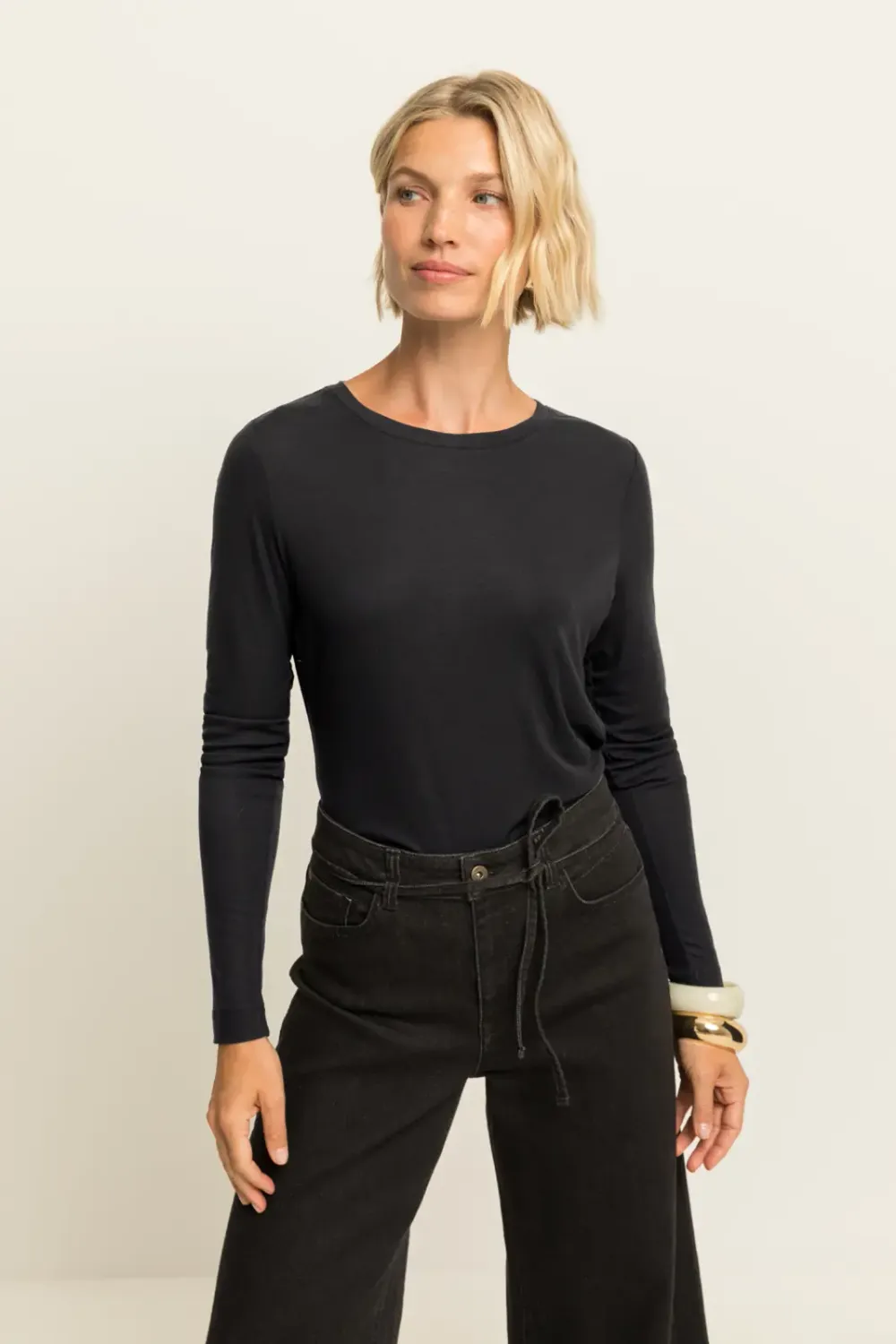 Expresso Top lange mouw zwart