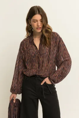 Expresso Blouse met print camel
