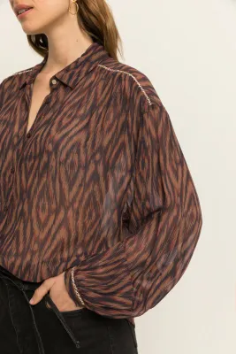 Expresso Blouse met print camel