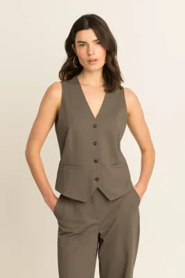 Expresso Gilet getailleerd middenbruin