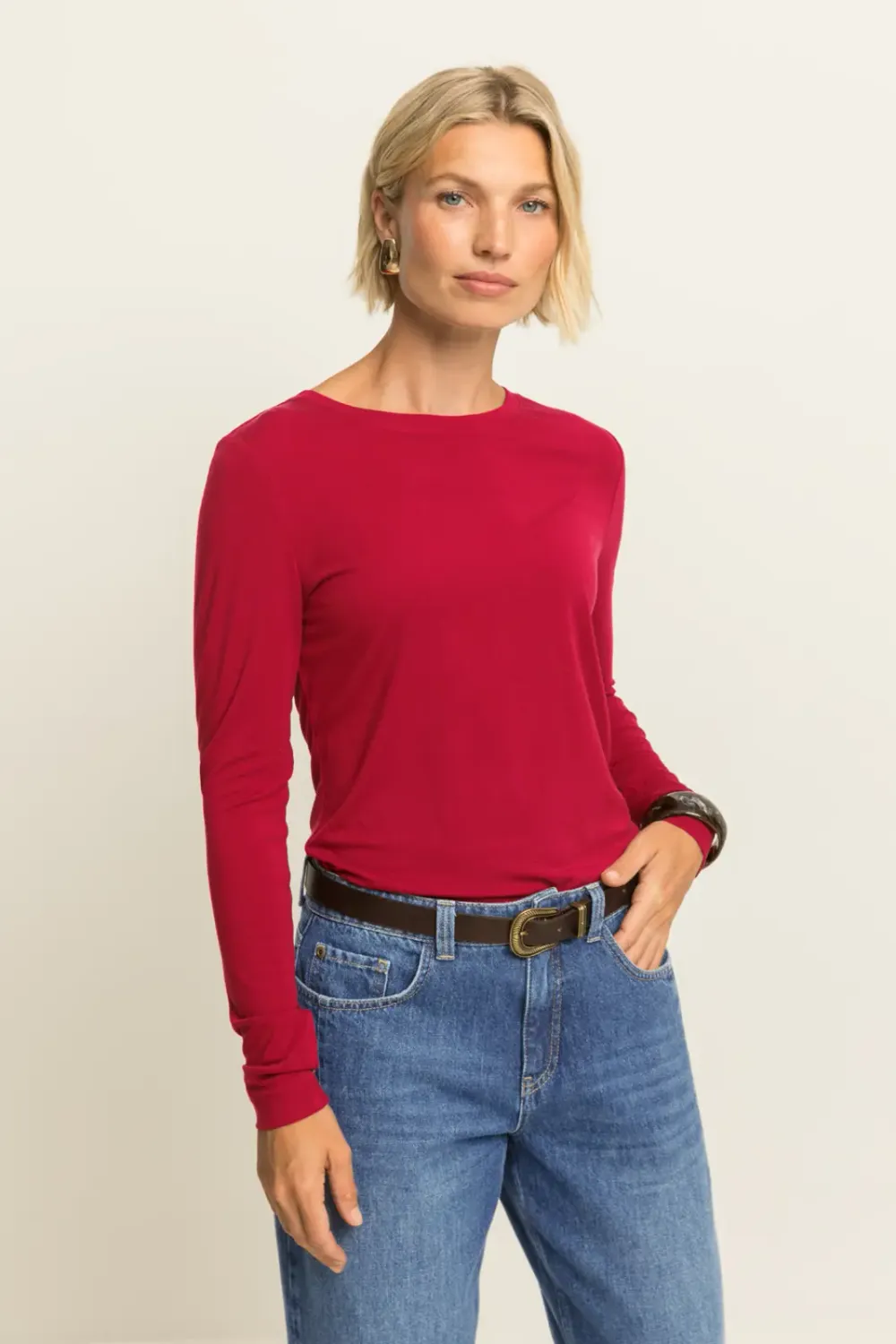 Expresso Top lange mouw rood