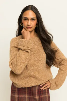 Expresso Trui raglan detail tobacco brown