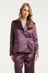 Smashed Lemon Blazer met leverkraag aubergine