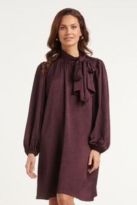 Smashed Lemon Jurk satijnlook met strik aubergine
