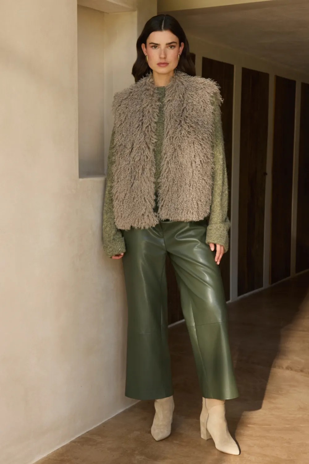 Expresso Pantalon pu groen