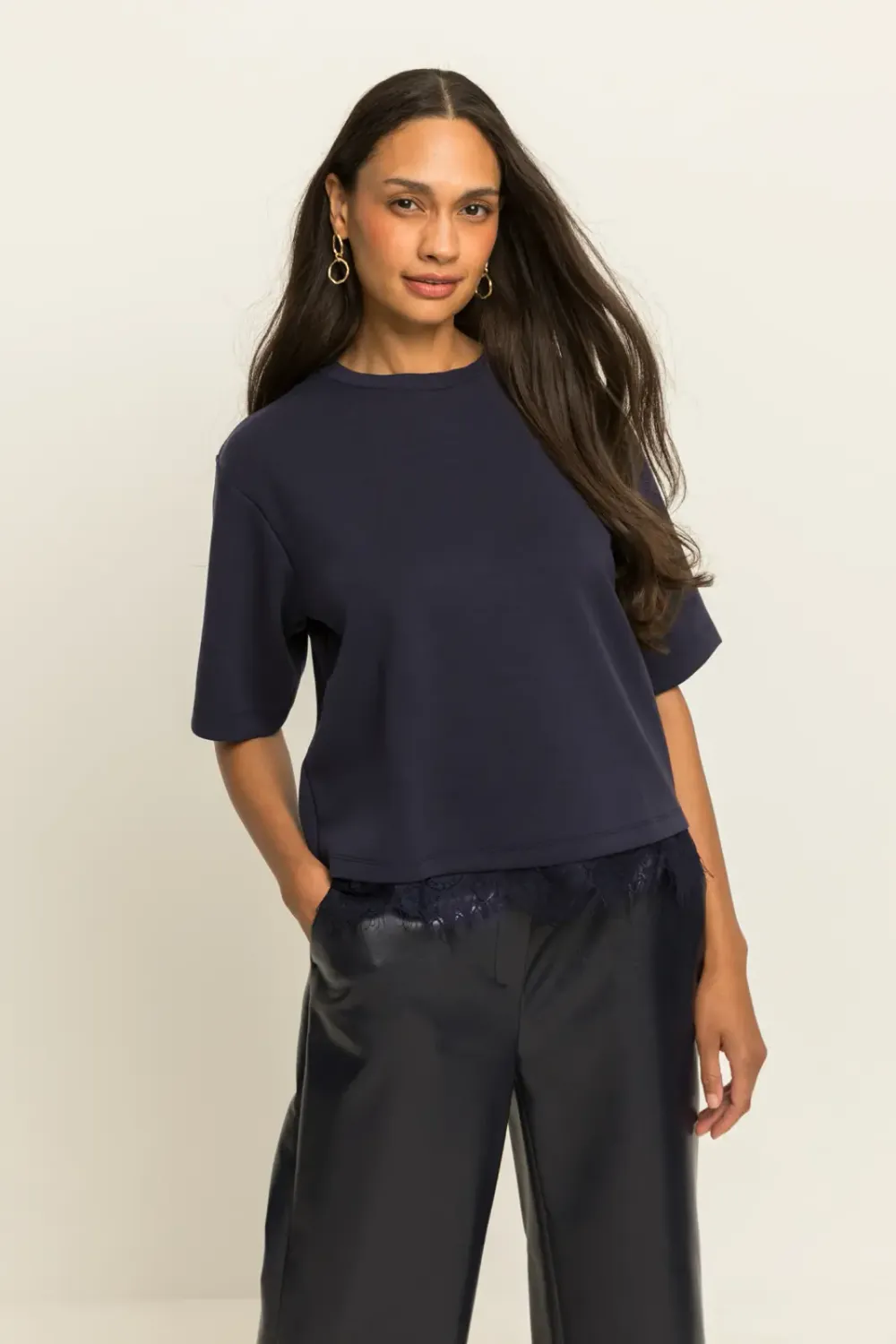Expresso Top met kant blauw