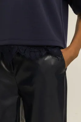 Expresso Top met kant blauw