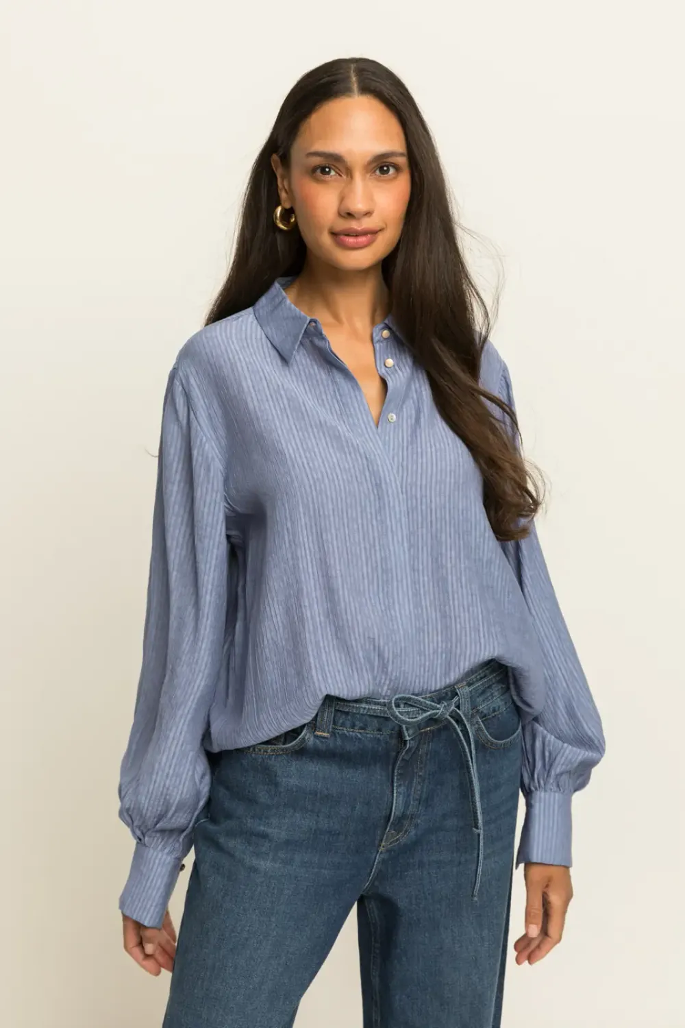 Expresso Blouse lange mouw licht blauw