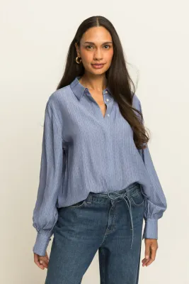 Expresso Blouse lange mouw licht blauw
