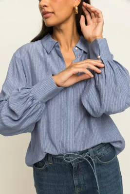 Expresso Blouse lange mouw licht blauw