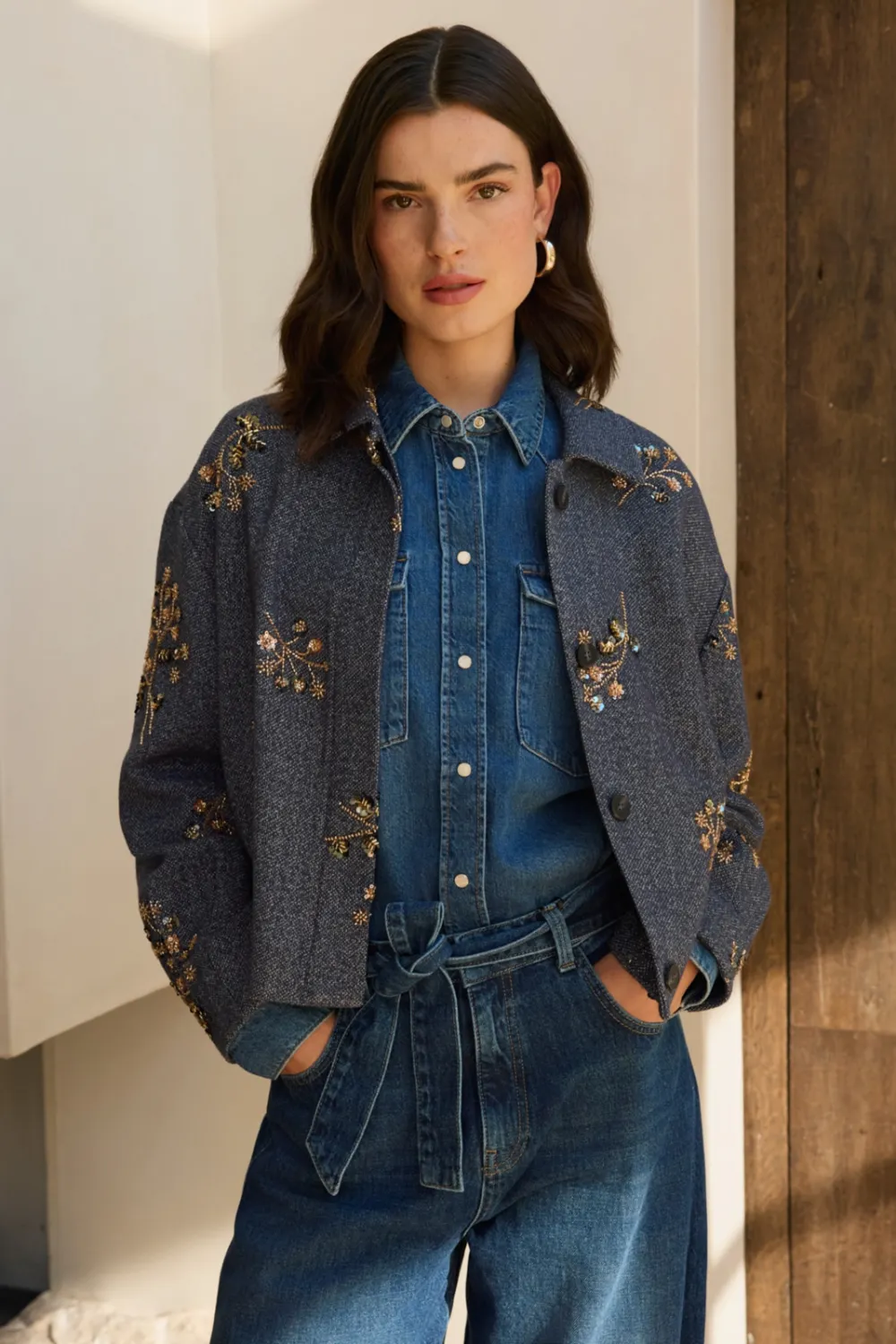 Expresso Jacket met lofers blauw