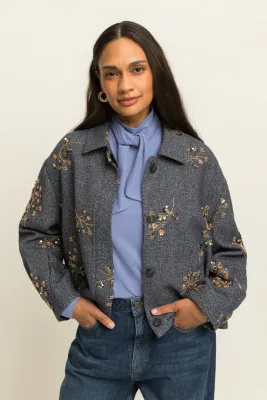 Expresso Jacket met lofers blauw