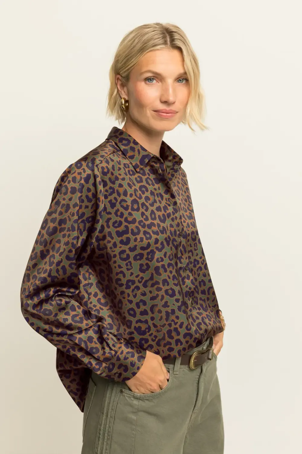 Expresso Blouse satijn animal print