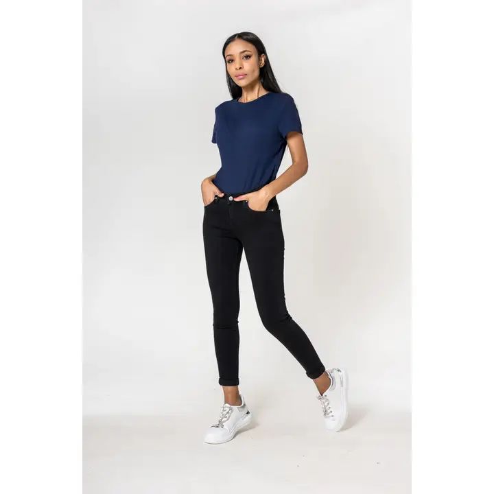 Jeans met lage taille en stretch, zwart