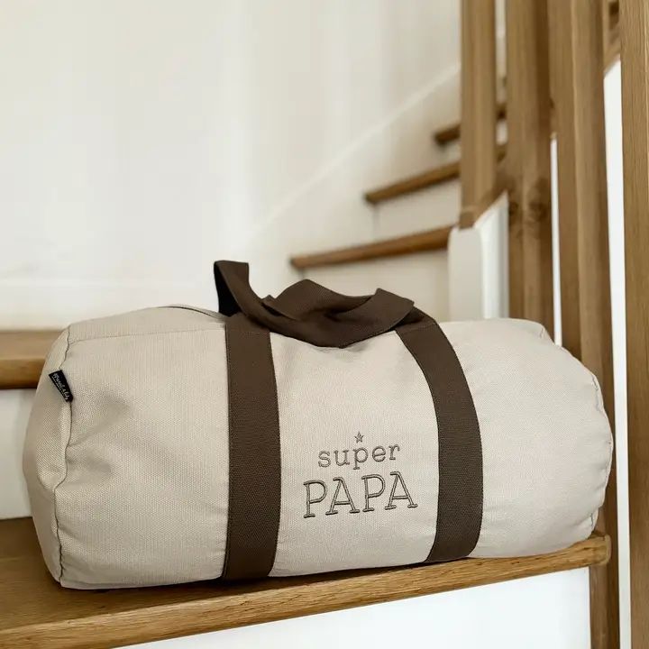 Tweekleurige geborduurde sporttas &quot;Super papa&quot;