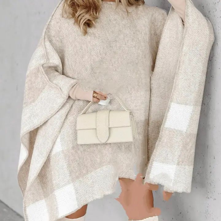 Poncho Gorro, beige