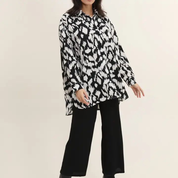 Blouse Lina, zwart/wit