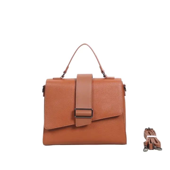 Handtas met schouderriem, cognac