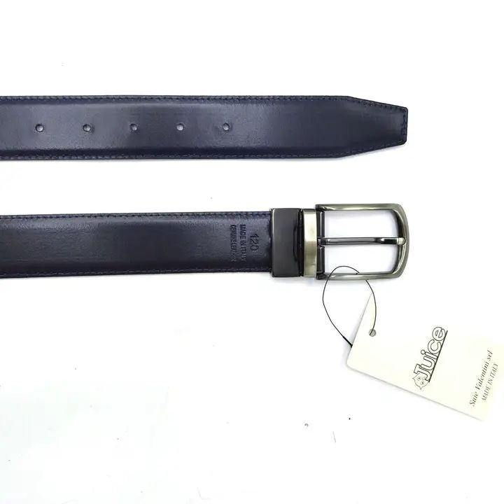 Omkeerbare leren riem voor heren, zwart/donkerblauw