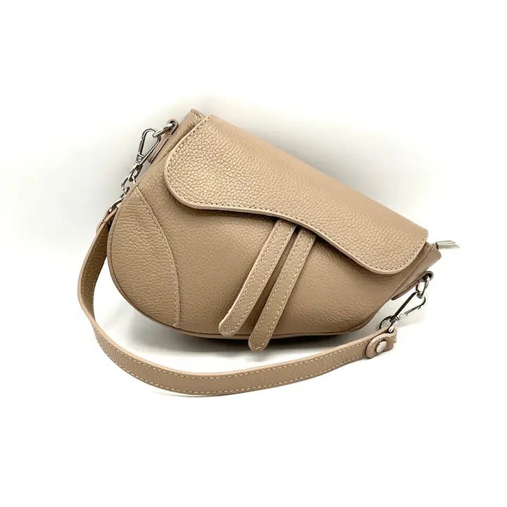 Leder Schoudertas, taupe